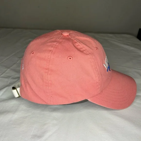Vineyard Vines Coral Cap with Blue Logo. SKU B9 - Picture 2 of 7